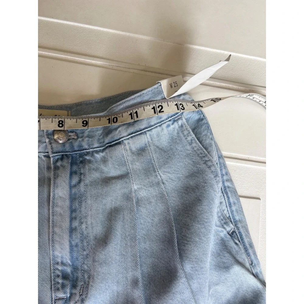 Madewell The Harlow Wide-Leg Trouser Jean Light Wash Pleated High Rise Denim 25